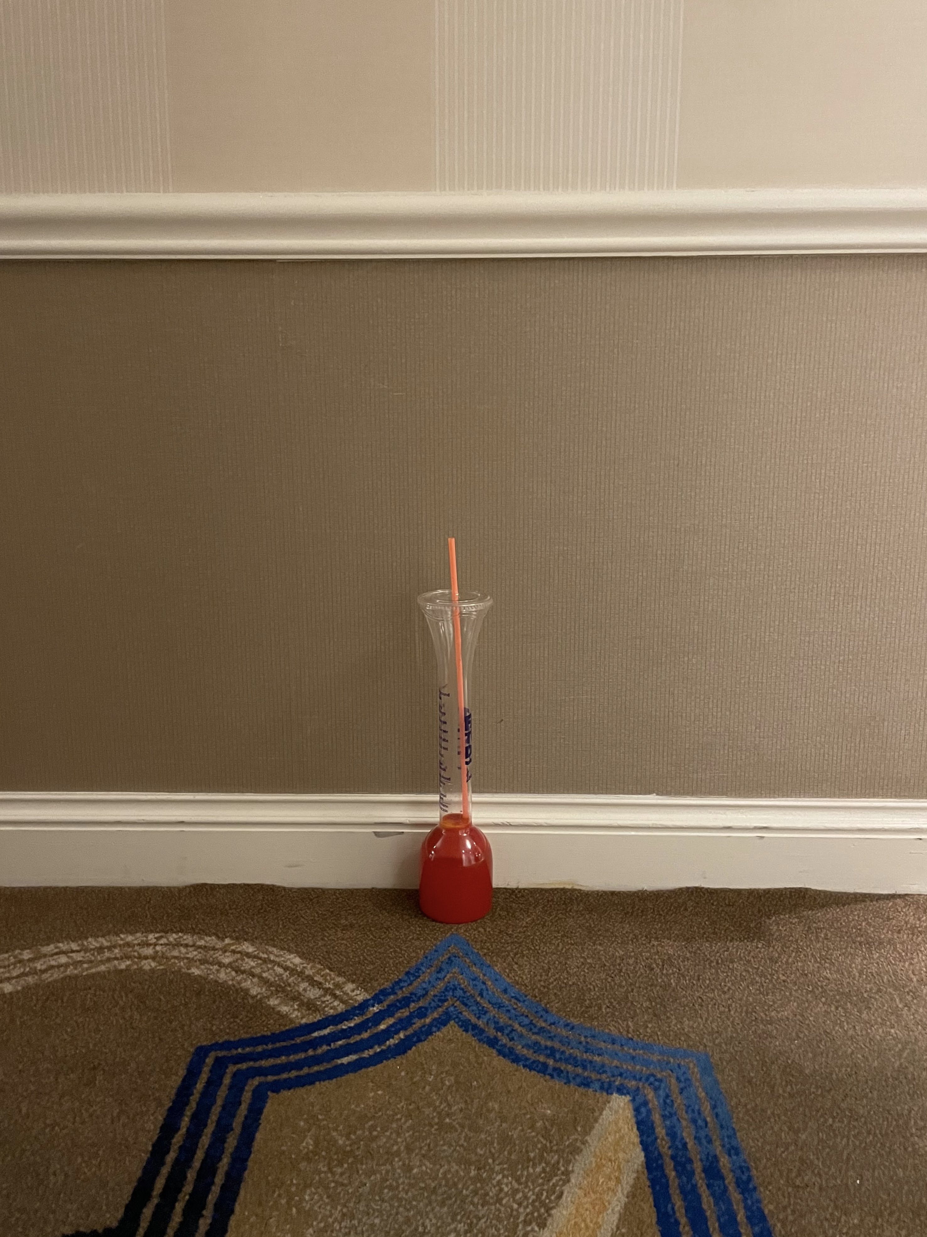 a fallen soldier stuck in a physical liminal space (hotel hallway) in the liminal city.